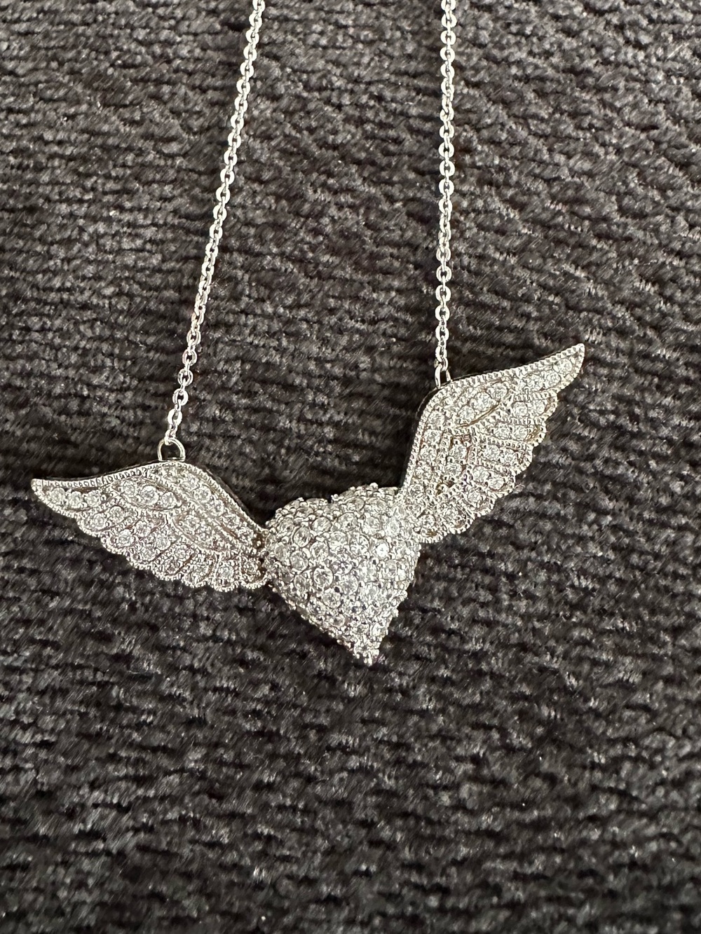 Sterling Silver Angel Wing Heart Necklace